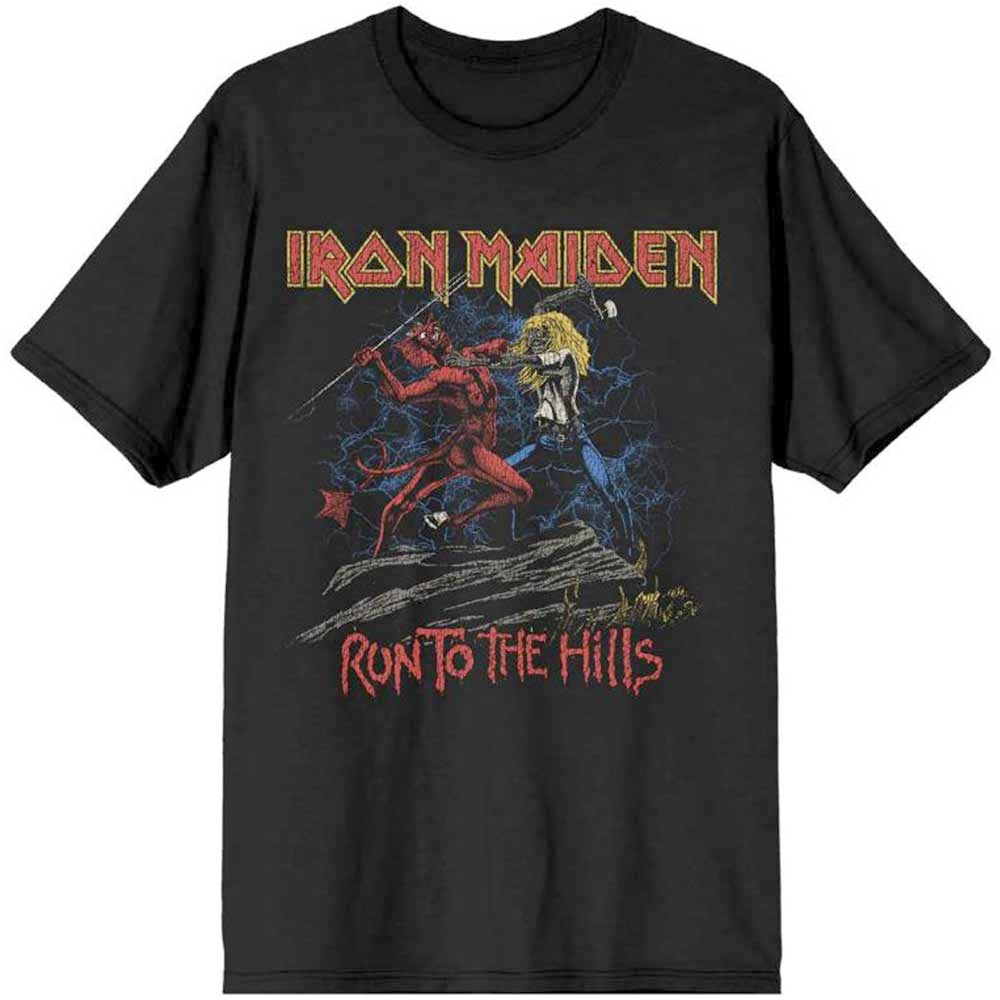 Iron Maiden - Number Of The Beast Run To The Hills Distress Tshirt Homme - Noir